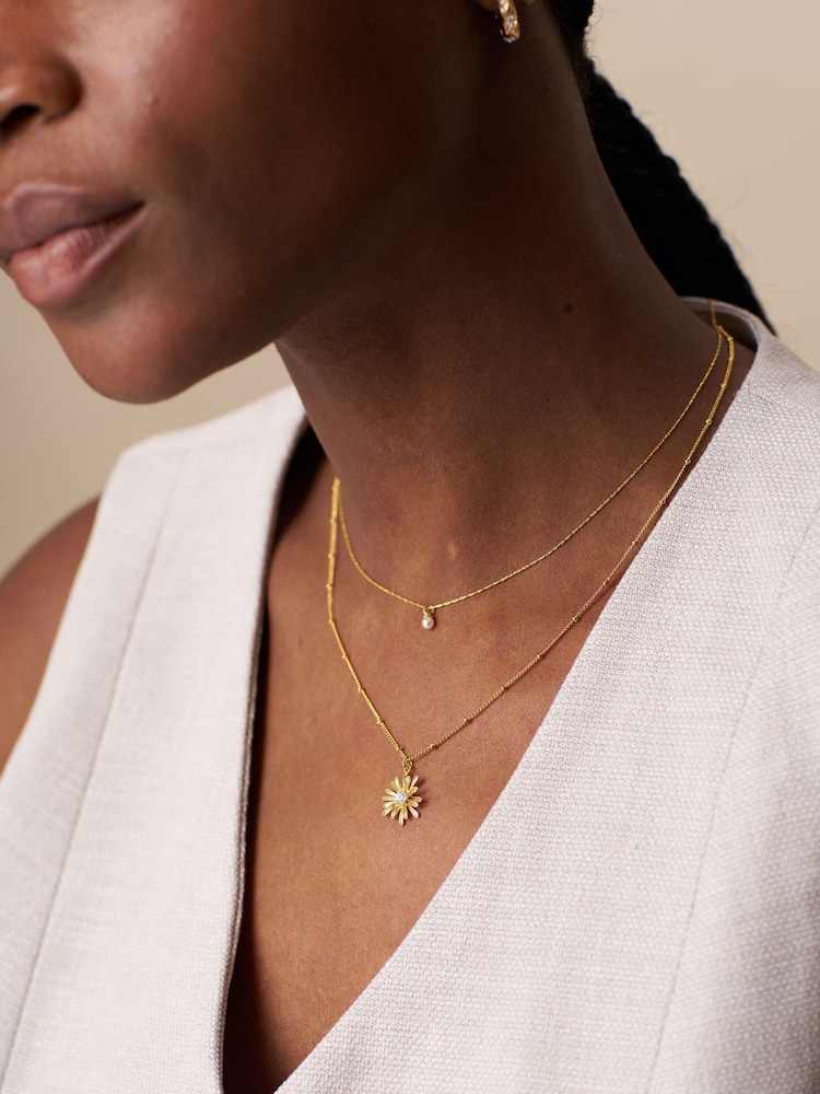 Orelia London Gold Tone Crystal Daisy Charm Necklace - Image 4 of 4