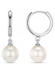Orelia London Pearl Drop Huggie Hoop Earrings - Image 1 of 2