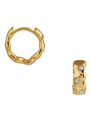 Orelia London Gold Tone Molten Huggie Hoop Swarovski Crystal Earrings - Image 1 of 2