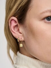 Orelia London Gold Tone Molten Huggie Hoop Swarovski Crystal Earrings - Image 2 of 2