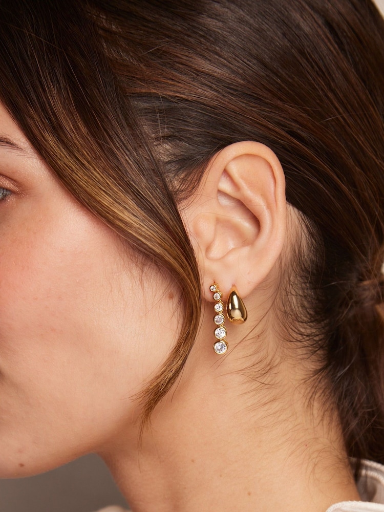 Orelia London Tapered Domed Hoop Earrings - Image 2 of 2 Orelia London Tapered Domed Hoop Earrings - Image 2 of 2