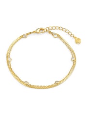Orelia London Gold Tone Stationed Crystal & Snake 2-Row Bracelet - Image 1 of 3
