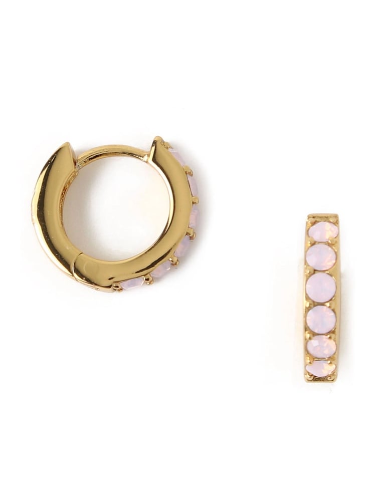Orelia London Gold Tone Rose Water Opal Swarovski Crystals Huggie Hoop Earrings - Image 1 of 2