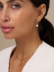 Orelia London Gold Tone Rose Water Opal Swarovski Crystals Huggie Hoop Earrings - Image 2 of 2