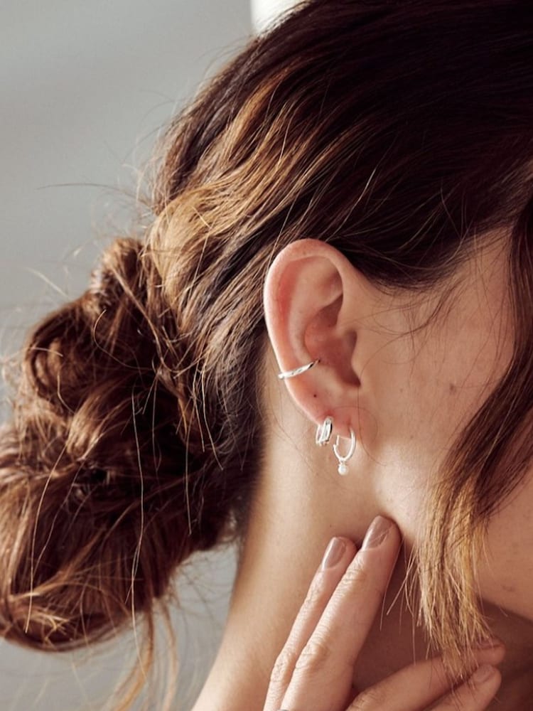 Orelia London Mini Domed Huggie Hoop Earrings - Image 2 of 2 Orelia London Mini Domed Huggie Hoop Earrings - Image 2 of 2