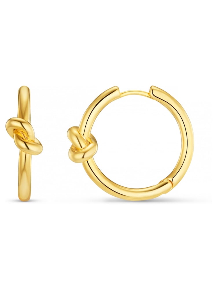 Orelia London Gold Tone Polished Knot Mid Size Hoop Earrings - Image 1 of 3 Orelia London Gold Tone Polished Knot Mid Size Hoop Earrings - Image 1 of 3