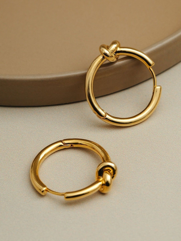 Orelia London Gold Tone Polished Knot Mid Size Hoop Earrings - Image 2 of 3 Orelia London Gold Tone Polished Knot Mid Size Hoop Earrings - Image 2 of 3