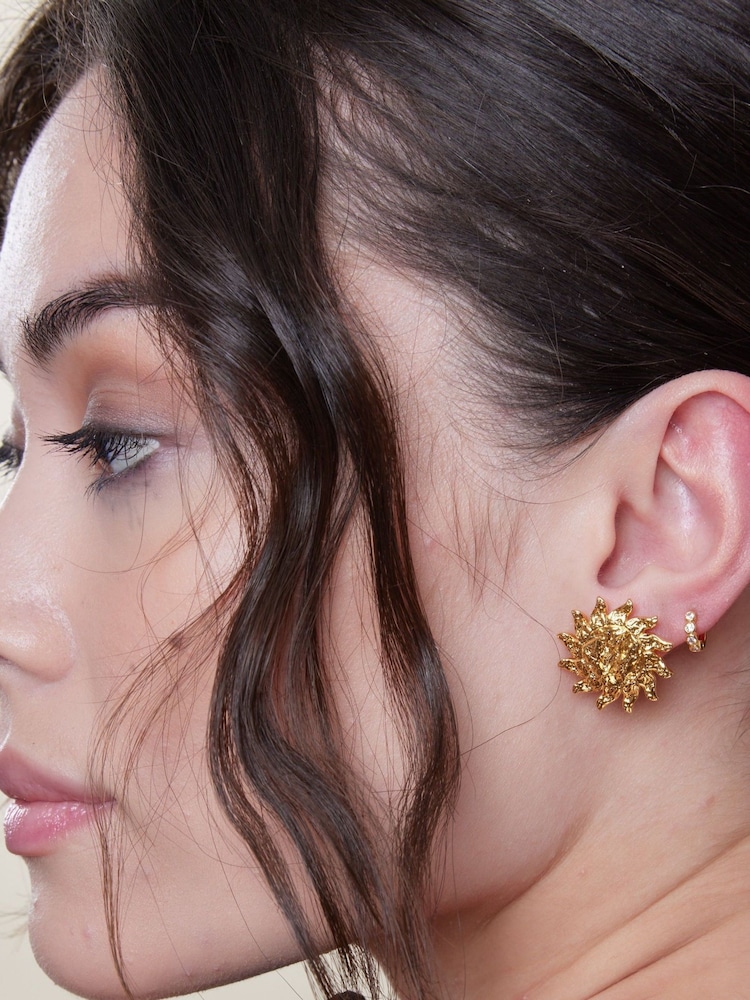 Orelia London Gold Tone Tiny Pave Micro Hoop Earrings - Image 3 of 3