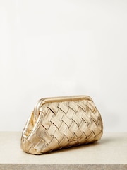 Lipsy Gold Weave Pouch Clutch Bag - Image 4 of 5