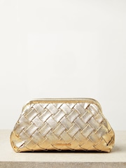Lipsy Gold Weave Pouch Clutch Bag - Image 5 of 5