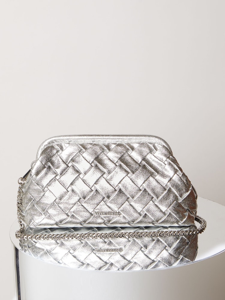 Lipsy Silver Weave Pouch Clutch Bag - Image 1 of 4