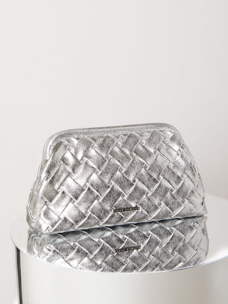 Lipsy Silver Weave Pouch Clutch Bag - Image 2 of 4