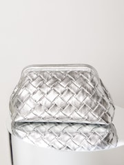 Lipsy Silver Weave Pouch Clutch Bag - Image 3 of 4