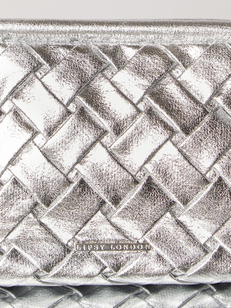 Lipsy Silver Weave Pouch Clutch Bag - Image 4 of 4