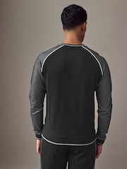 BOSS Black Contrast Piping Cotton Blend Sweatshirt - Image 2 of 4