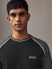 BOSS Black Contrast Piping Cotton Blend Sweatshirt - Image 3 of 4