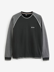 BOSS Black Contrast Piping Cotton Blend Sweatshirt - Image 4 of 4