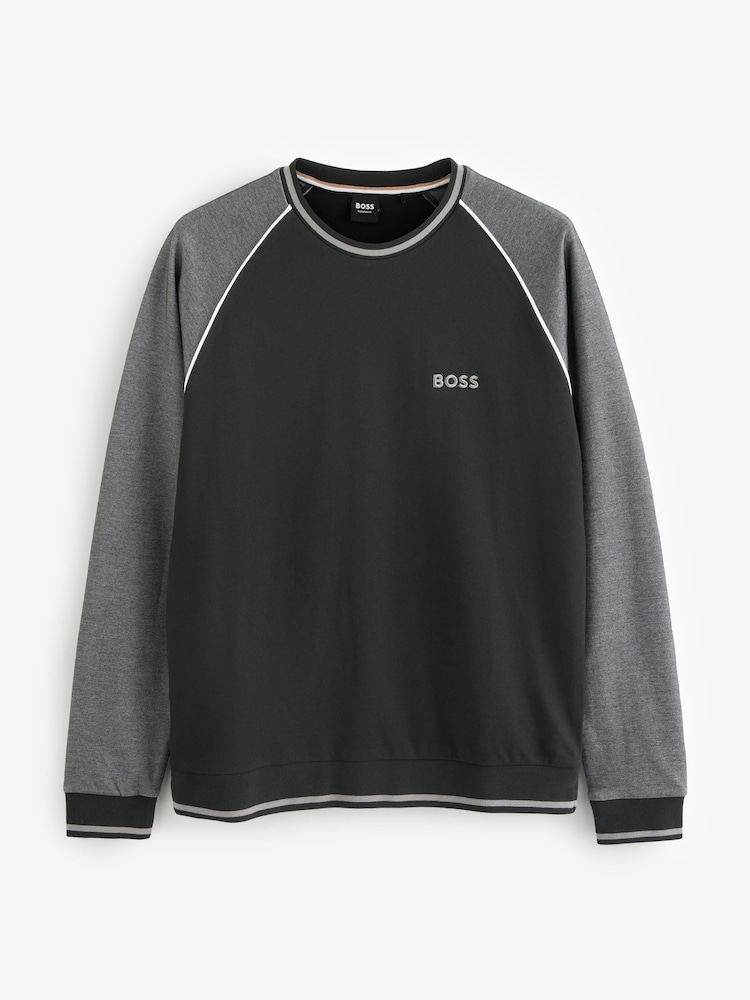 BOSS Black Contrast Piping Cotton Blend Sweatshirt - Image 4 of 4