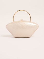 Lipsy Cream Top Handle Pearlised Hard Clutch Bag - Image 5 of 7
