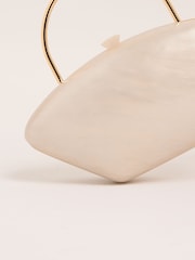 Lipsy Cream Top Handle Pearlised Hard Clutch Bag - Image 7 of 7