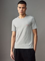 HUGO Grey/Cream/Black Regular Fit 100% Cotton Jersey T-Shirts 3 Pack - Image 2 of 7