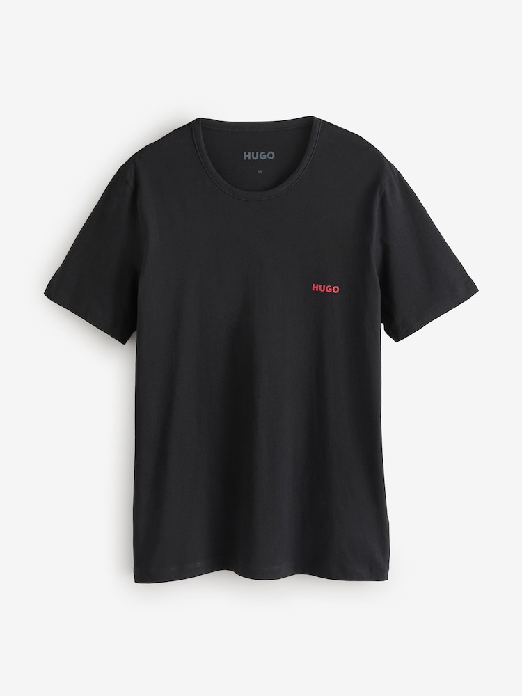 HUGO Grey/Cream/Black Regular Fit 100% Cotton Jersey T-Shirts 3 Pack - Image 7 of 7