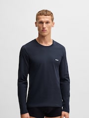 BOSS Black/Blue/Navy Logo Long Sleeve 100% Cotton T-Shirts 3 Pack - Image 2 of 6