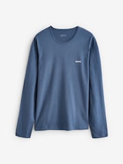 BOSS Black/Blue/Navy Logo Long Sleeve 100% Cotton T-Shirts 3 Pack - Image 4 of 6