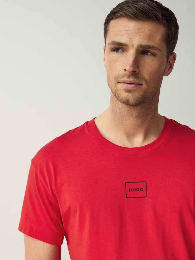 HUGO Red Relaxed Fit Logo Print Stretch Cotton T-Shirt - Image 3 of 5