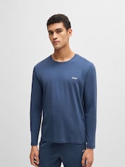 BOSS Blue Stretch Cotton Long Sleeve Top - Image 1 of 5