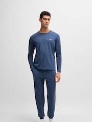 BOSS Blue Stretch Cotton Long Sleeve Top - Image 4 of 5