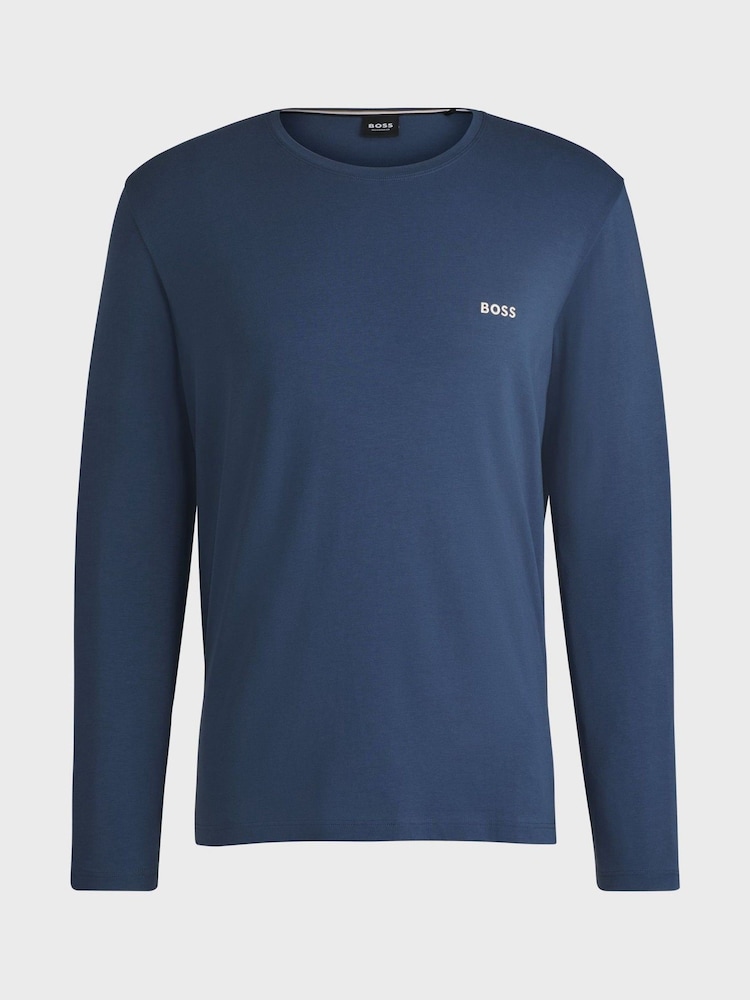 BOSS Blue Stretch Cotton Long Sleeve Top - Image 5 of 5