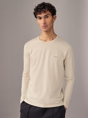 BOSS White Stretch Cotton Long Sleeve Top - Image 1 of 4