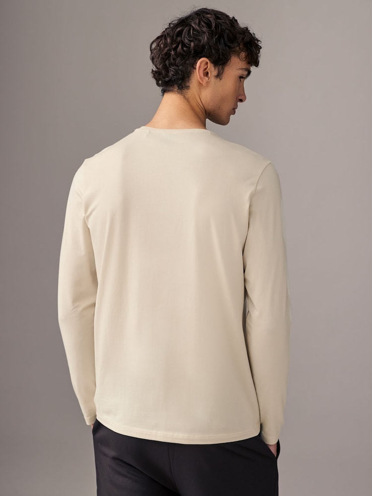 BOSS White Stretch Cotton Long Sleeve Top - Image 2 of 4