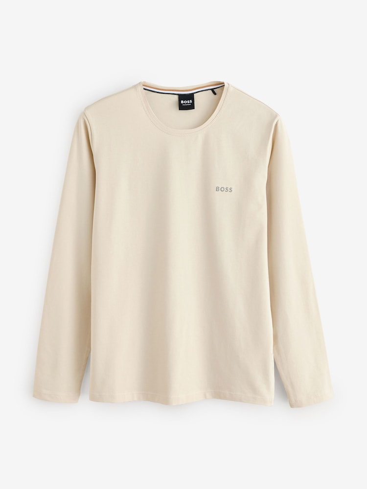 BOSS White Stretch Cotton Long Sleeve Top - Image 4 of 4