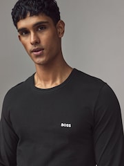 BOSS Black/White/Tan Logo Long Sleeve 100% Cotton T-Shirts 3 Pack - Image 4 of 7