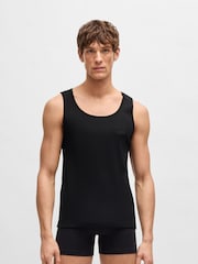BOSS Black Ribbed 100% Cotton Vest Tops 3 Pack - Image 2 of 5