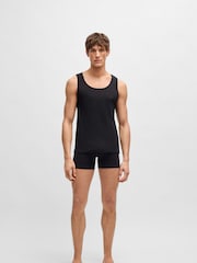 BOSS Black Ribbed 100% Cotton Vest Tops 3 Pack - Image 4 of 5