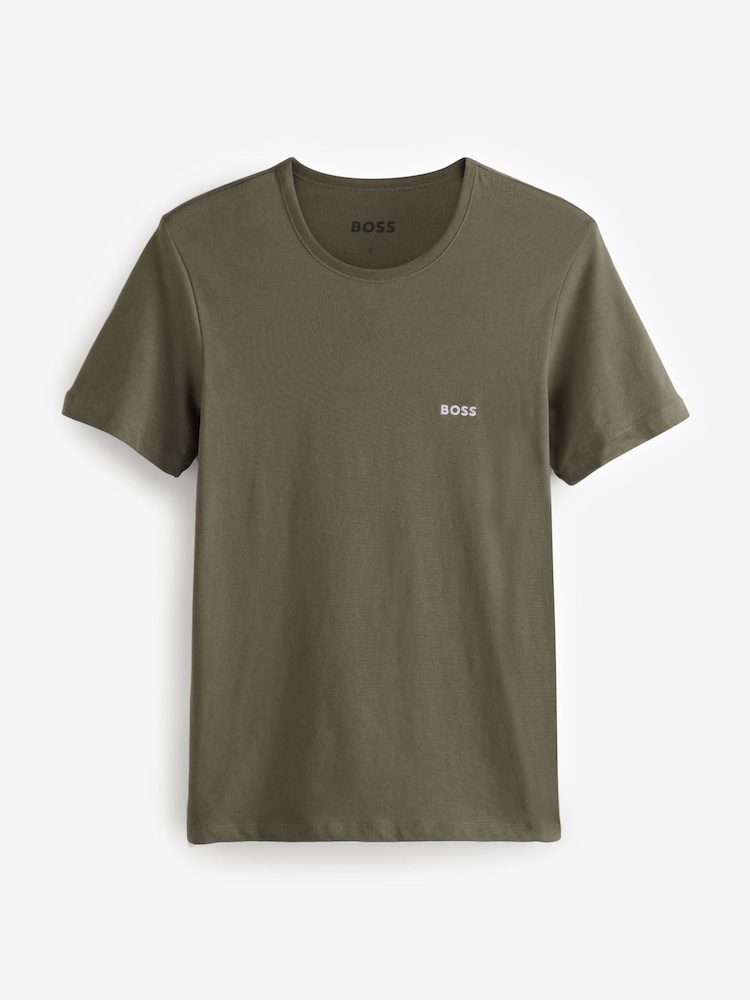 BOSS Black/White/Green 100% Cotton T-Shirts 3 Pack - Image 5 of 7