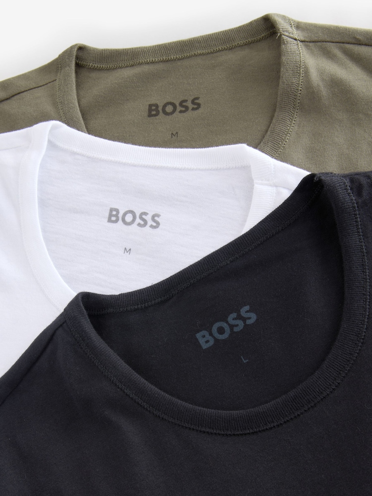 BOSS Black/White/Green 100% Cotton T-Shirts 3 Pack - Image 6 of 7