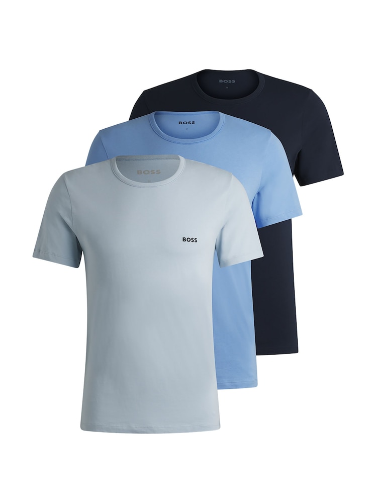 Синий - BOSS 100% Cotton T-Shirts 3 Pack - Image 1 of 8