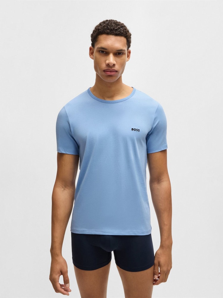 Синий - BOSS 100% Cotton T-Shirts 3 Pack - Image 2 of 8
