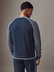 BOSS Blue Contrast Piping Cotton Blend Sweatshirt - Image 2 of 5