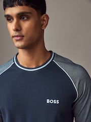 BOSS Blue Contrast Piping Cotton Blend Sweatshirt - Image 3 of 5
