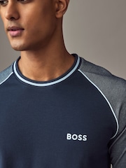 BOSS Blue Contrast Piping Cotton Blend Sweatshirt - Image 4 of 5
