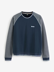 BOSS Blue Contrast Piping Cotton Blend Sweatshirt - Image 5 of 5