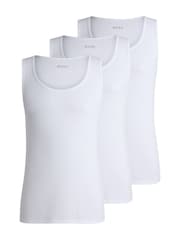 BOSS White Ribbed 100% Cotton Vest Tops 3 Pack - Image 1 of 5