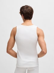BOSS White Ribbed 100% Cotton Vest Tops 3 Pack - Image 3 of 5