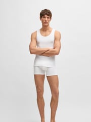 BOSS White Ribbed 100% Cotton Vest Tops 3 Pack - Image 4 of 5