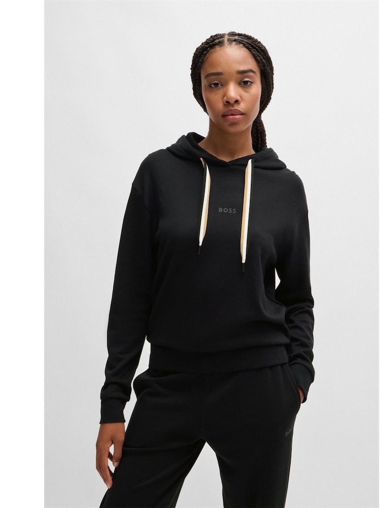 BOSS Black Signature Stripe Detail Logo Print Hoodie - Image 1 of 5 BOSS Black Signature Stripe Detail Logo Print Hoodie - Image 1 of 5